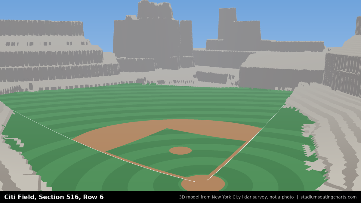 View from Citi Field Section 516, Row 6, looking toward the pitcher's mound