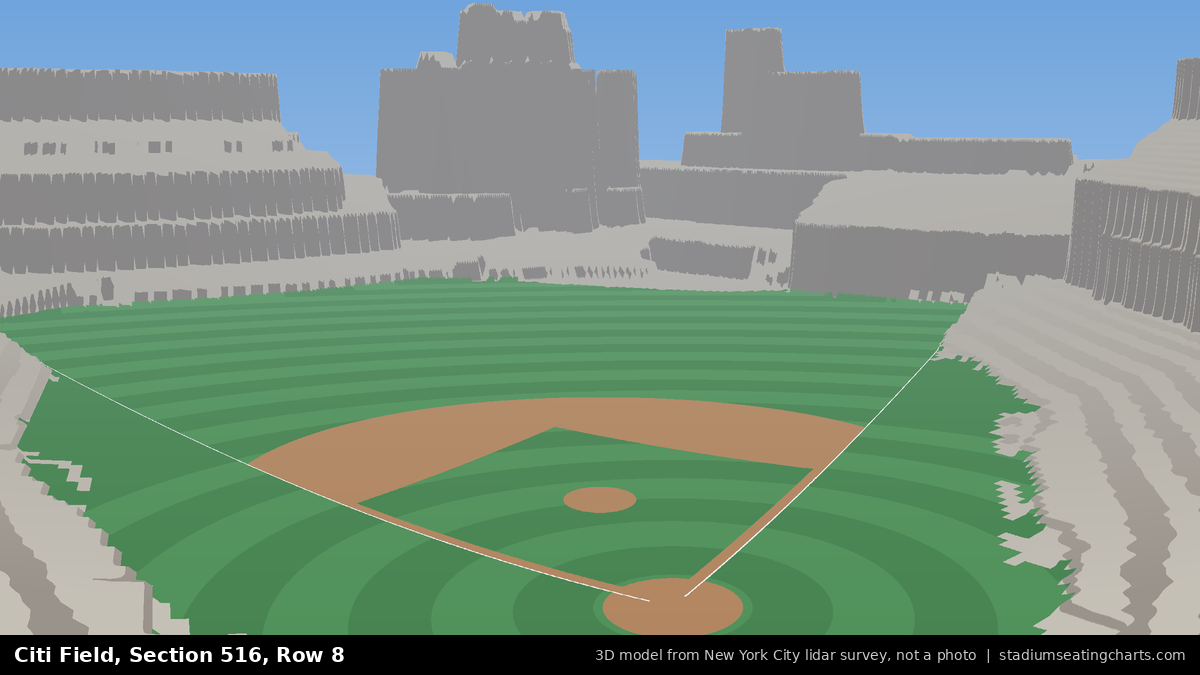 View from Citi Field Section 516, Row 8, looking toward the pitcher's mound