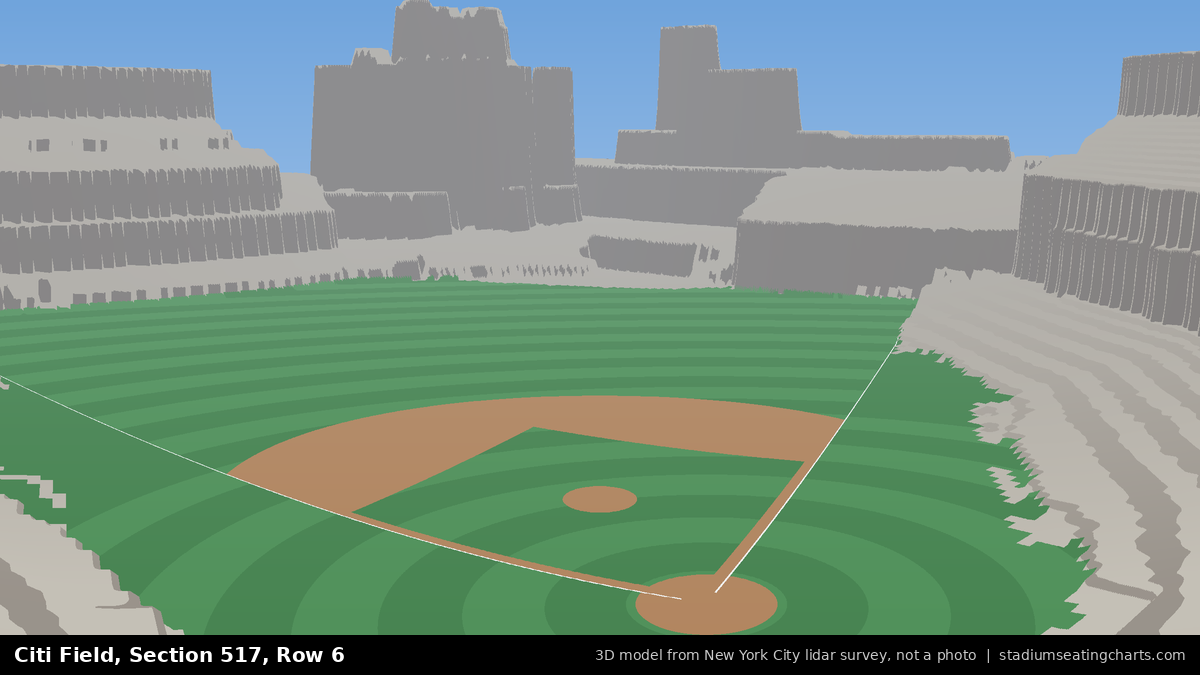 View from Citi Field Section 517, Row 6, looking toward the pitcher's mound