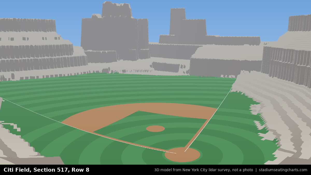 View from Citi Field Section 517, Row 8, looking toward the pitcher's mound