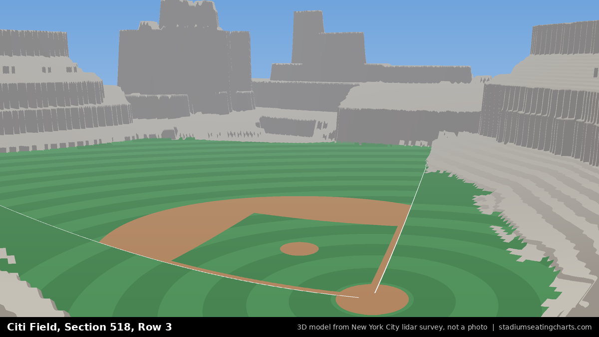View from Citi Field Section 518, Row 3, looking toward the pitcher's mound