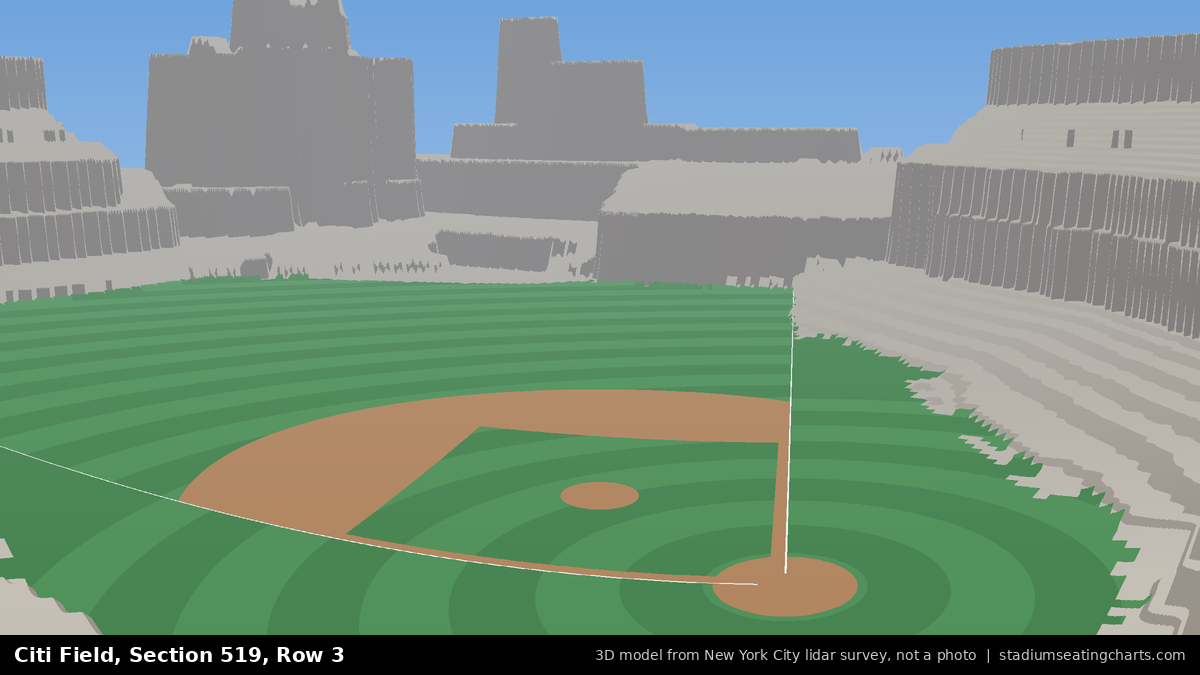View from Citi Field Section 519, Row 3, looking toward the pitcher's mound