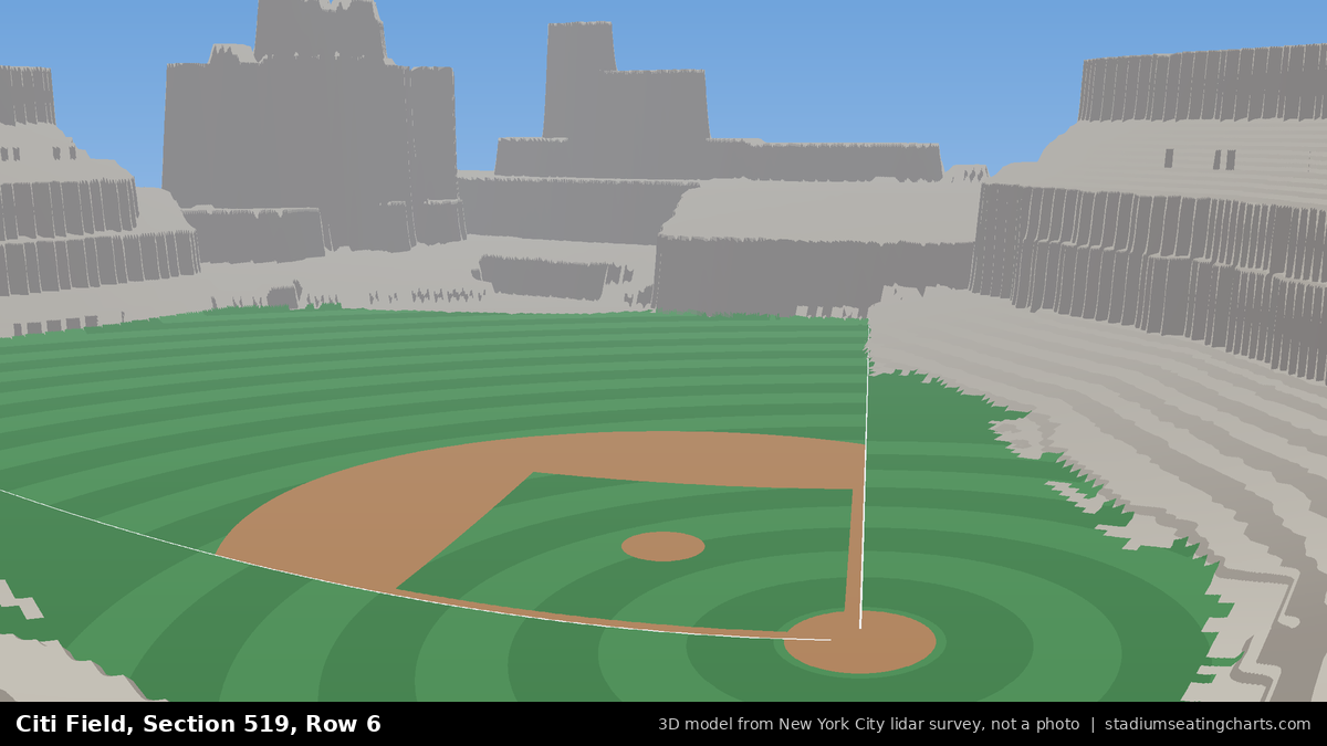 View from Citi Field Section 519, Row 6, looking toward the pitcher's mound