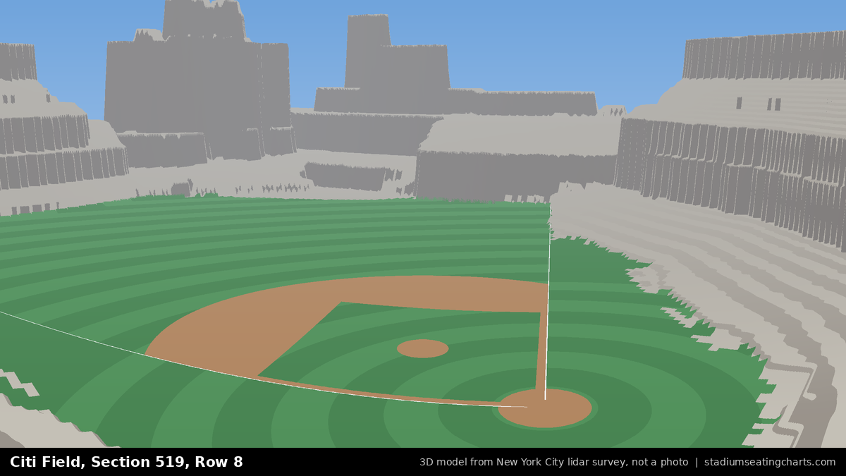 View from Citi Field Section 519, Row 8, looking toward the pitcher's mound