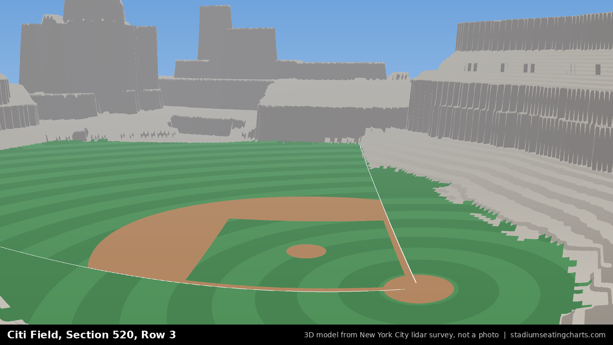 View from Citi Field Section 520, Row 3, looking toward the pitcher's mound