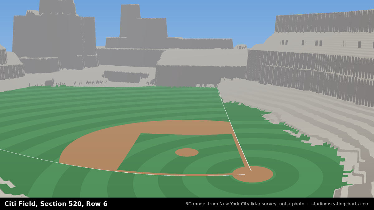 View from Citi Field Section 520, Row 6, looking toward the pitcher's mound
