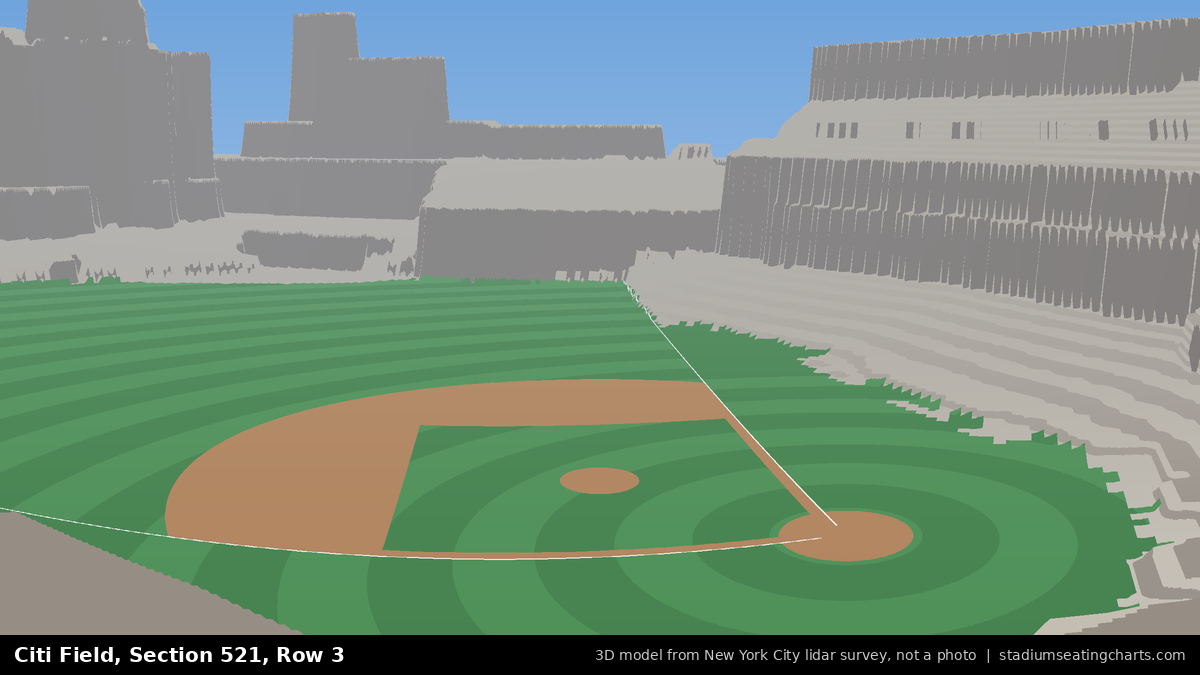 View from Citi Field Section 521, Row 3, looking toward the pitcher's mound