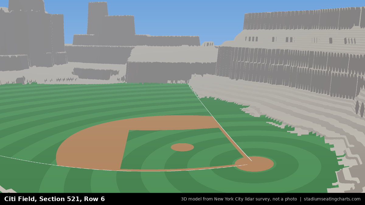 View from Citi Field Section 521, Row 6, looking toward the pitcher's mound