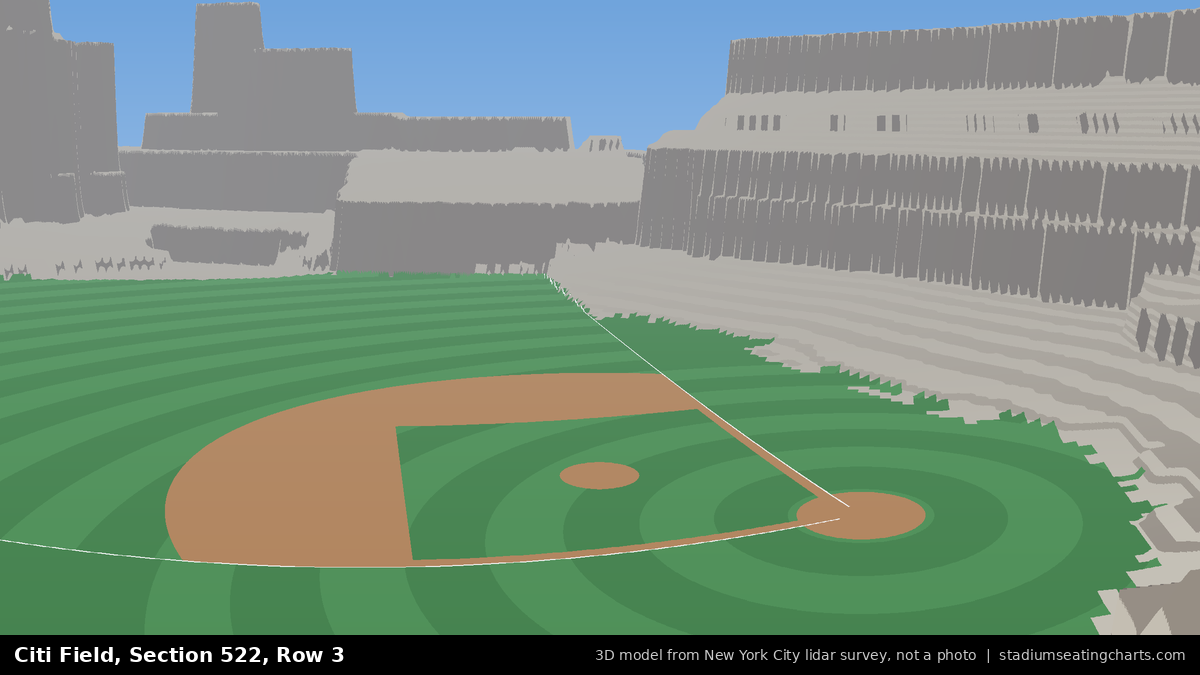View from Citi Field Section 522, Row 3, looking toward the pitcher's mound