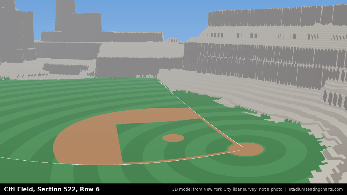 View from Citi Field Section 522, Row 6, looking toward the pitcher's mound
