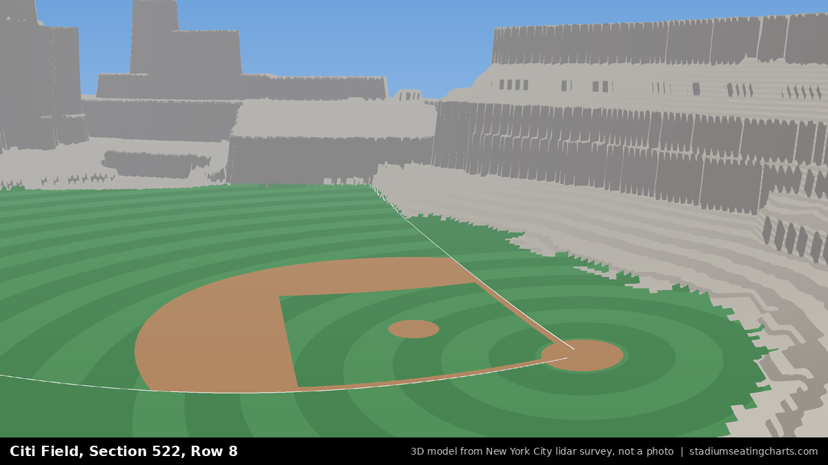 View from Citi Field Section 522, Row 8, looking toward the pitcher's mound