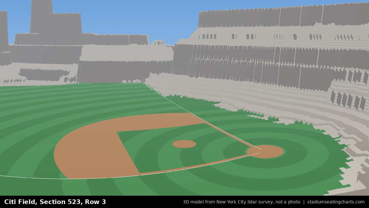 View from Citi Field Section 523, Row 3, looking toward the pitcher's mound