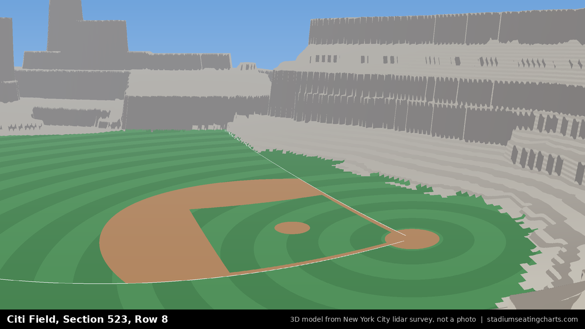 View from Citi Field Section 523, Row 8, looking toward the pitcher's mound