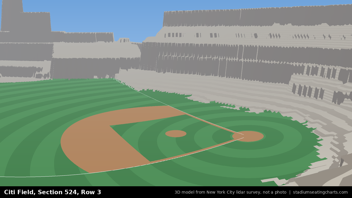 View from Citi Field Section 524, Row 3, looking toward the pitcher's mound