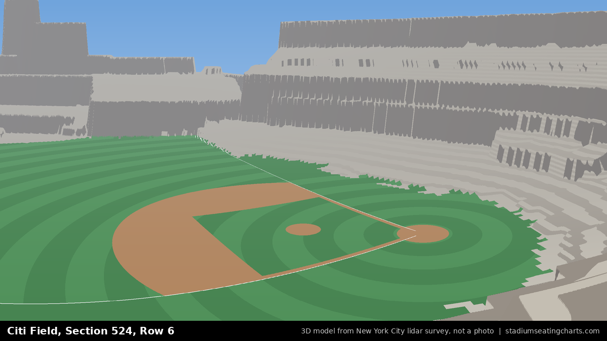 View from Citi Field Section 524, Row 6, looking toward the pitcher's mound