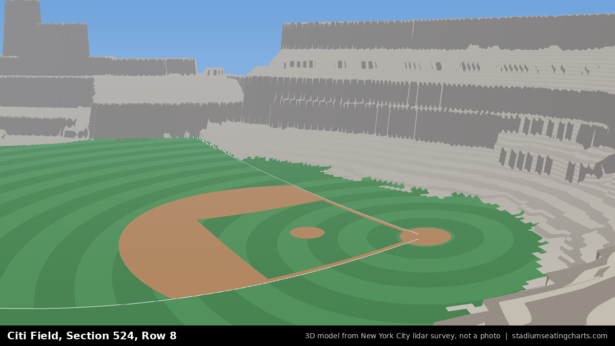 View from Citi Field Section 524, Row 8, looking toward the pitcher's mound