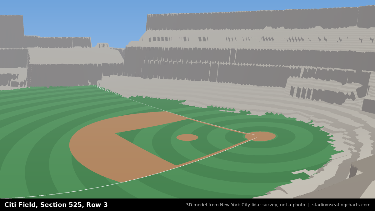 View from Citi Field Section 525, Row 3, looking toward the pitcher's mound
