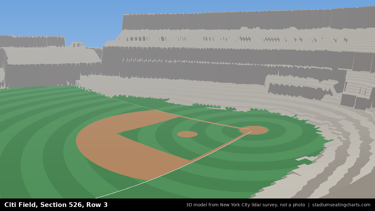 View from Citi Field Section 526, Row 3, looking toward the pitcher's mound