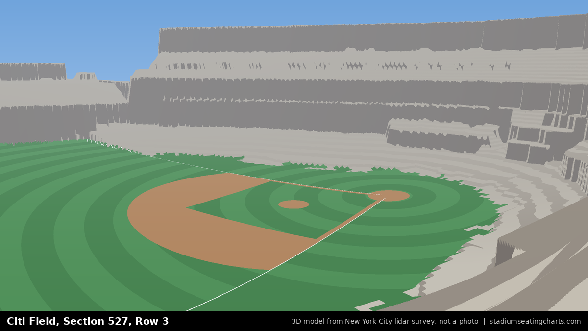 View from Citi Field Section 527, Row 3, looking toward the pitcher's mound