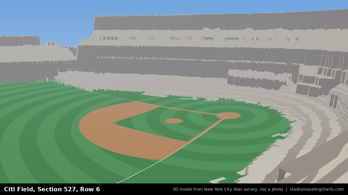 View from Citi Field Section 527, Row 6, looking toward the pitcher's mound