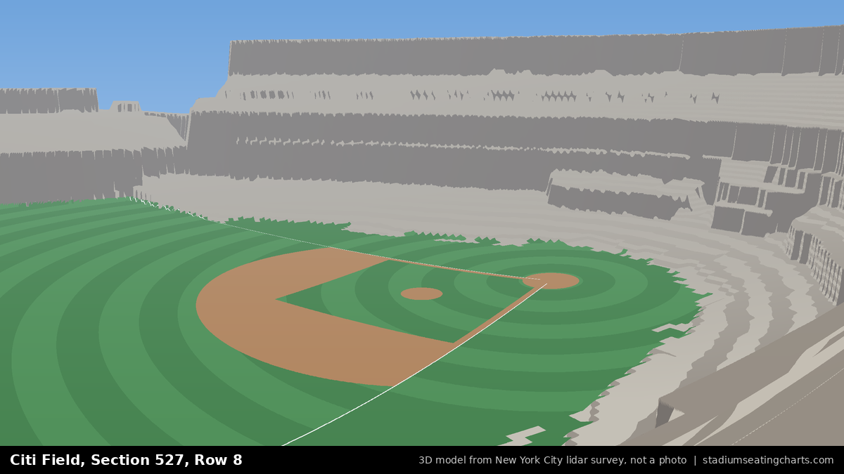 View from Citi Field Section 527, Row 8, looking toward the pitcher's mound