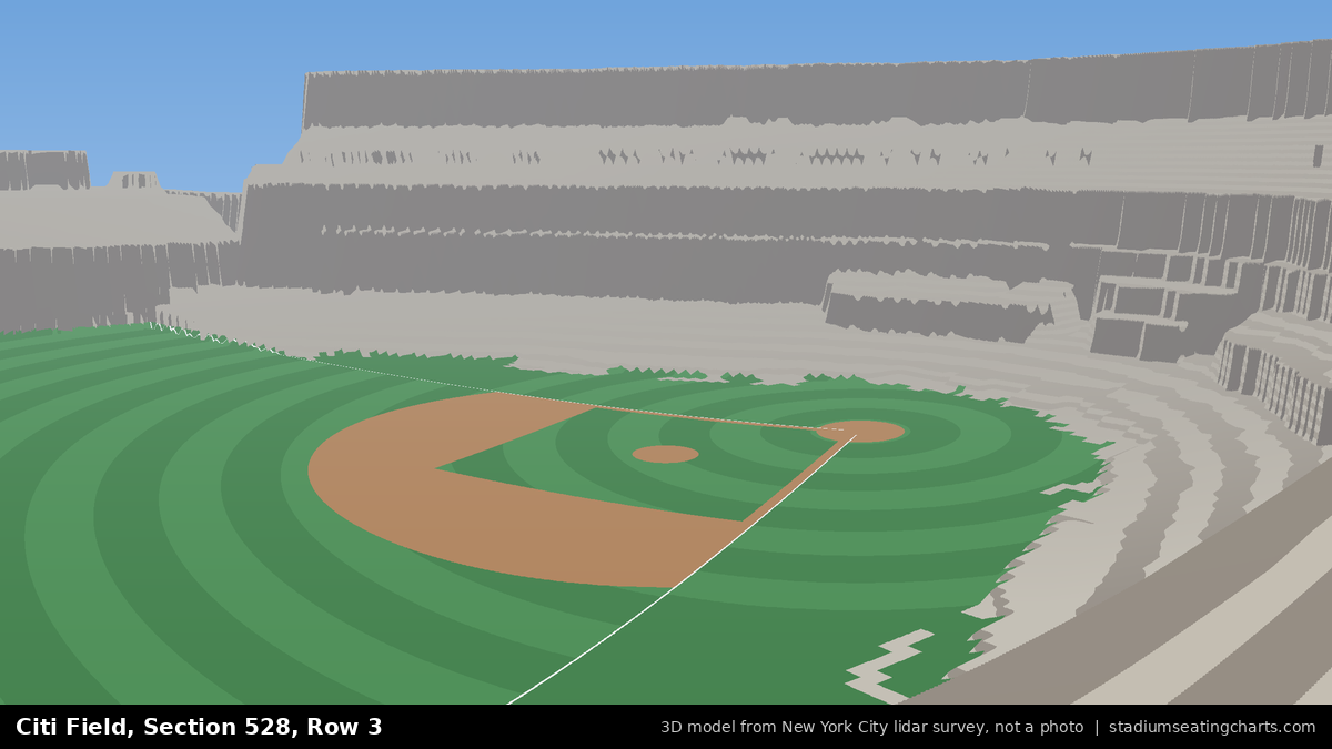 View from Citi Field Section 528, Row 3, looking toward the pitcher's mound