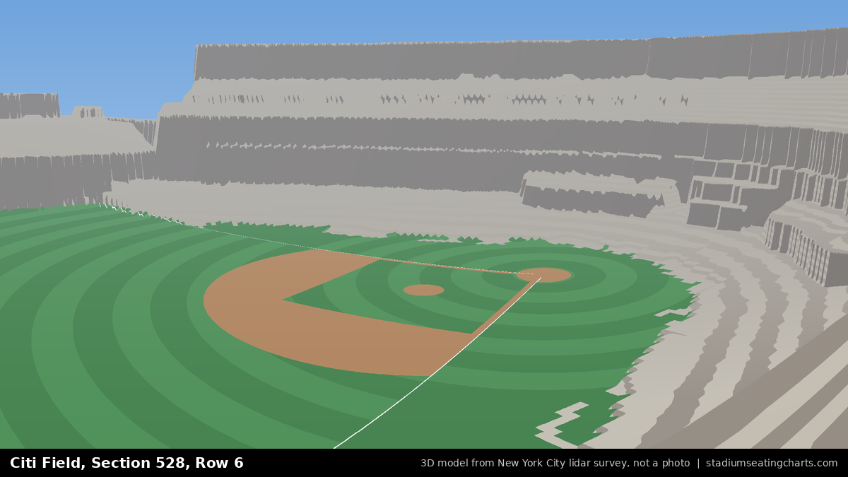 View from Citi Field Section 528, Row 6, looking toward the pitcher's mound