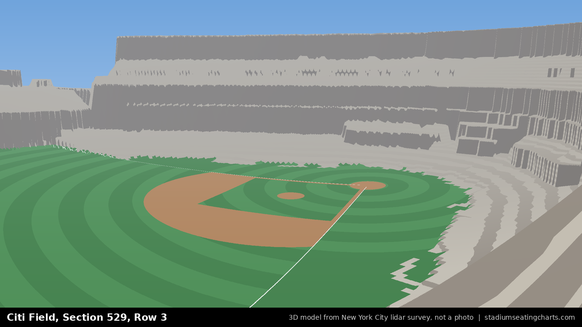 View from Citi Field Section 529, Row 3, looking toward the pitcher's mound
