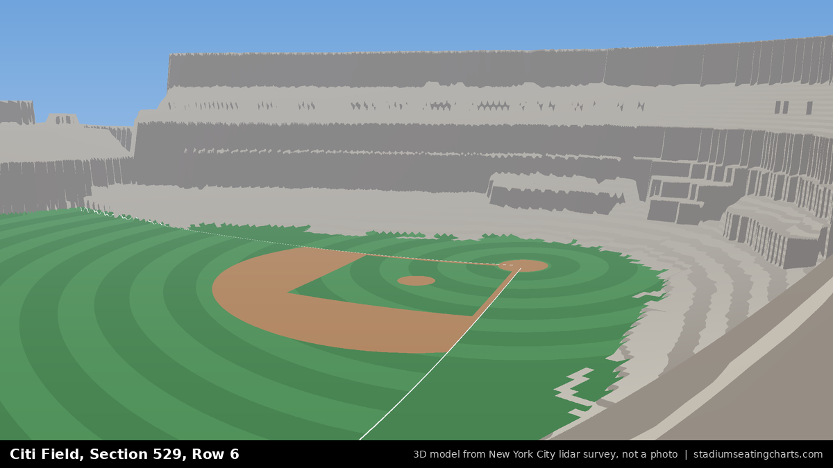 View from Citi Field Section 529, Row 6, looking toward the pitcher's mound