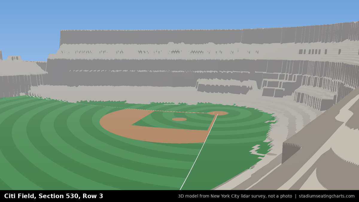 View from Citi Field Section 530, Row 3, looking toward the pitcher's mound