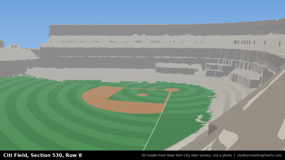 View from Citi Field Section 530, Row 8, looking toward the pitcher's mound
