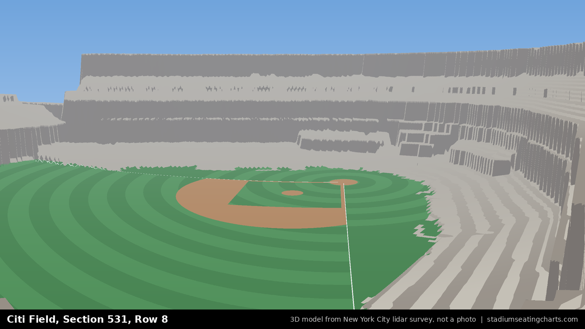 View from Citi Field Section 531, Row 8, looking toward the pitcher's mound