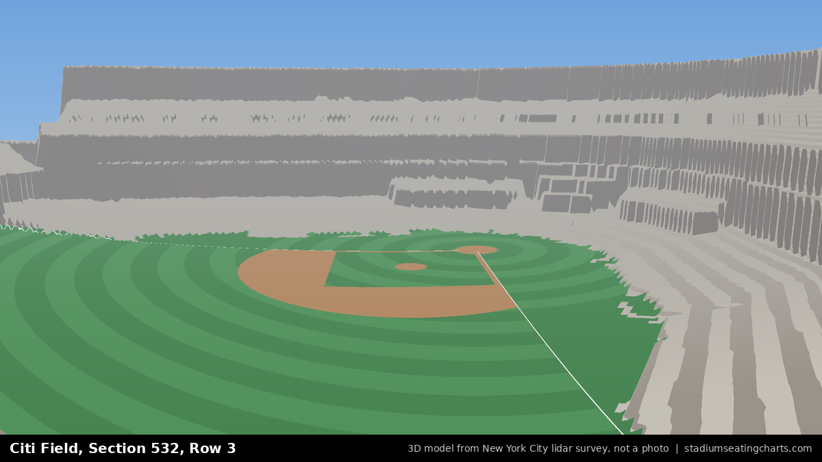 View from Citi Field Section 532, Row 3, looking toward the pitcher's mound