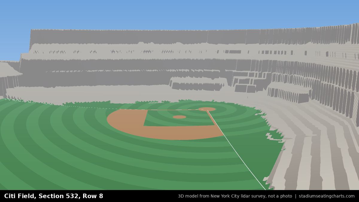 View from Citi Field Section 532, Row 8, looking toward the pitcher's mound