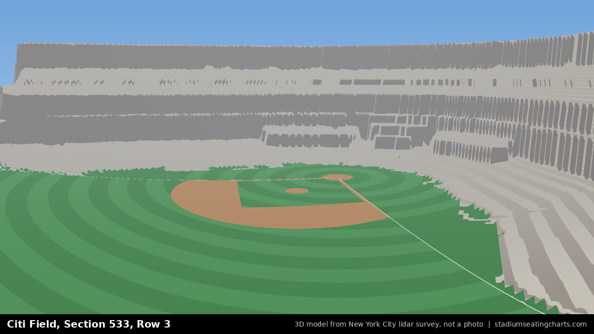 View from Citi Field Section 533, Row 3, looking toward the pitcher's mound