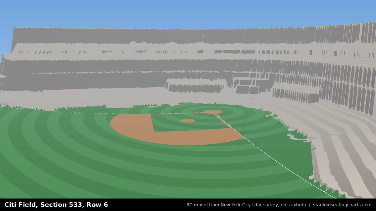 View from Citi Field Section 533, Row 6, looking toward the pitcher's mound