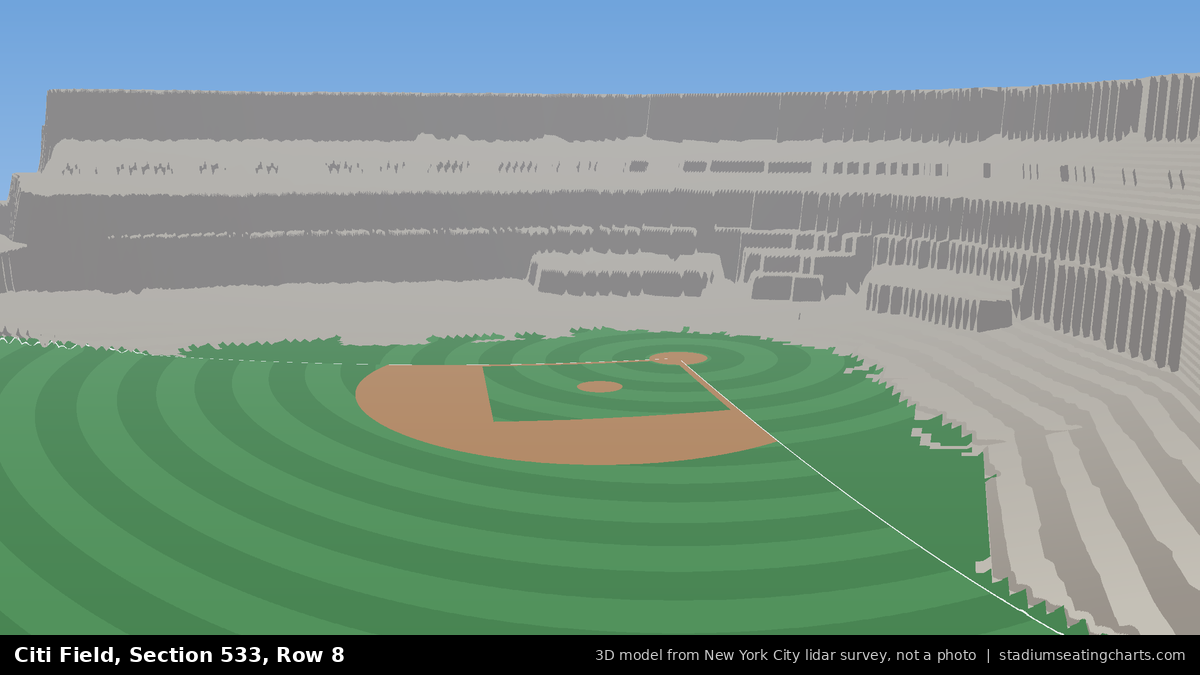 View from Citi Field Section 533, Row 8, looking toward the pitcher's mound
