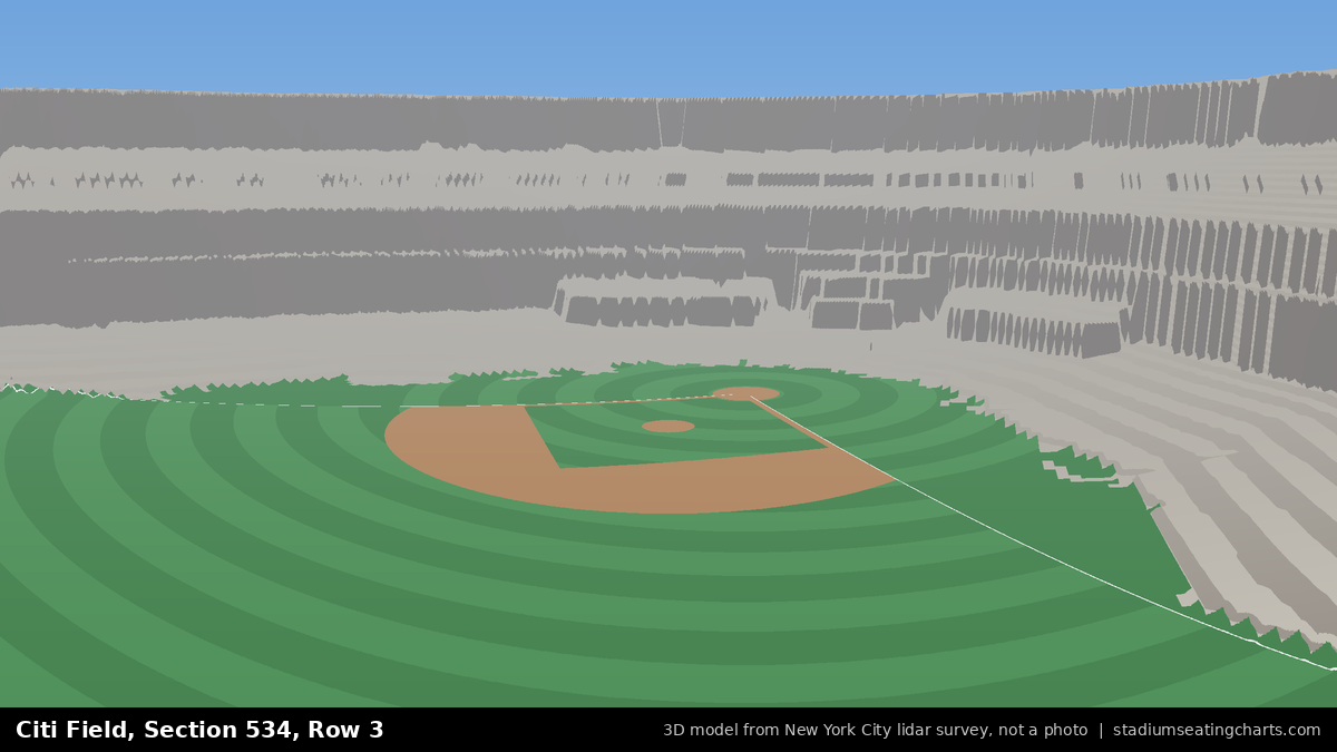 View from Citi Field Section 534, Row 3, looking toward the pitcher's mound