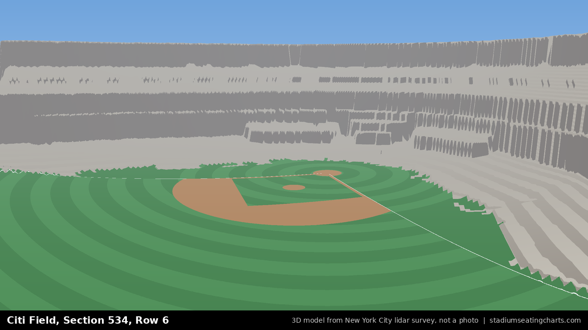 View from Citi Field Section 534, Row 6, looking toward the pitcher's mound