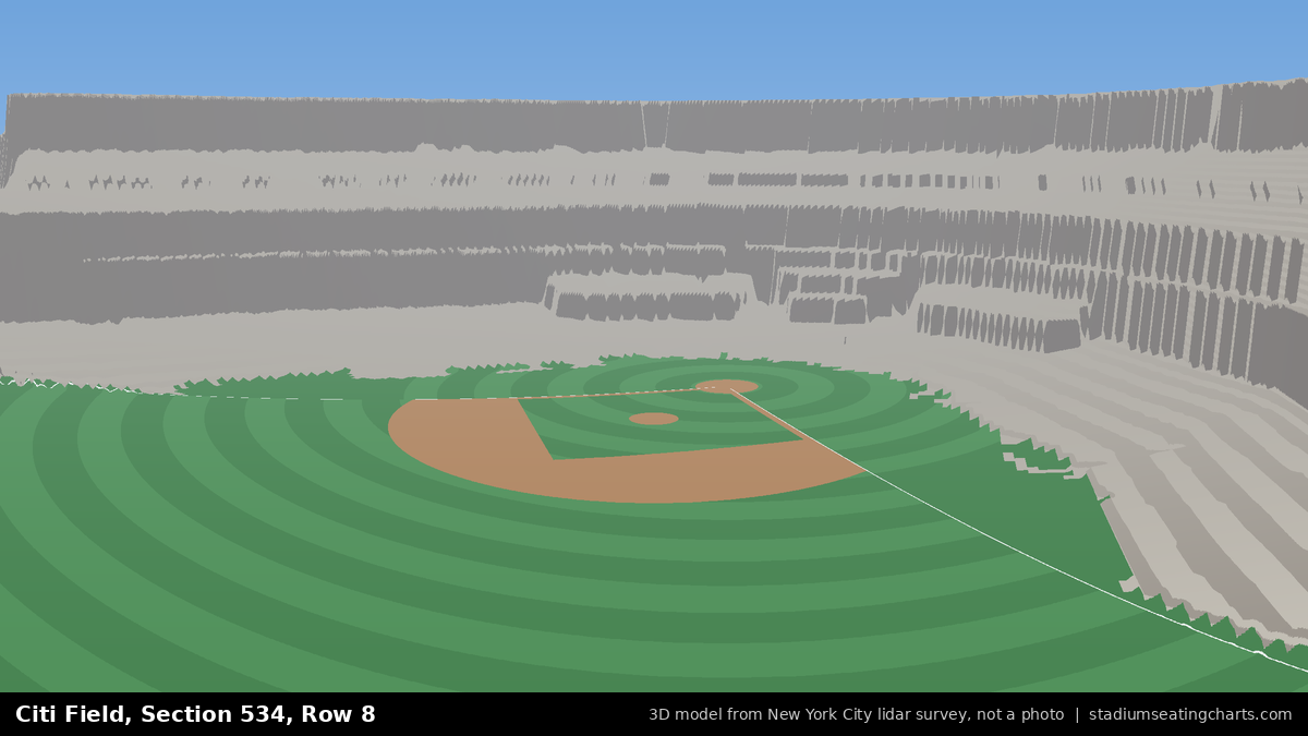 View from Citi Field Section 534, Row 8, looking toward the pitcher's mound