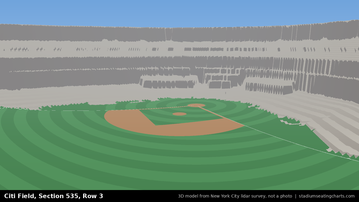 View from Citi Field Section 535, Row 3, looking toward the pitcher's mound