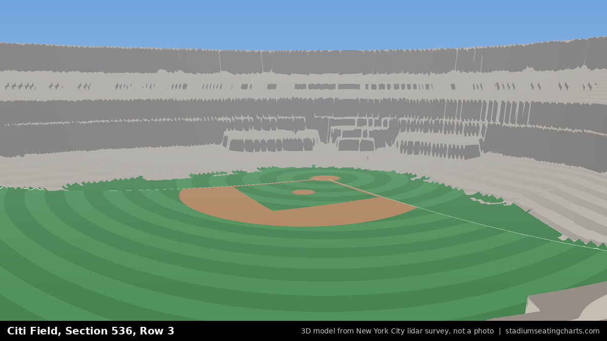 View from Citi Field Section 536, Row 3, looking toward the pitcher's mound