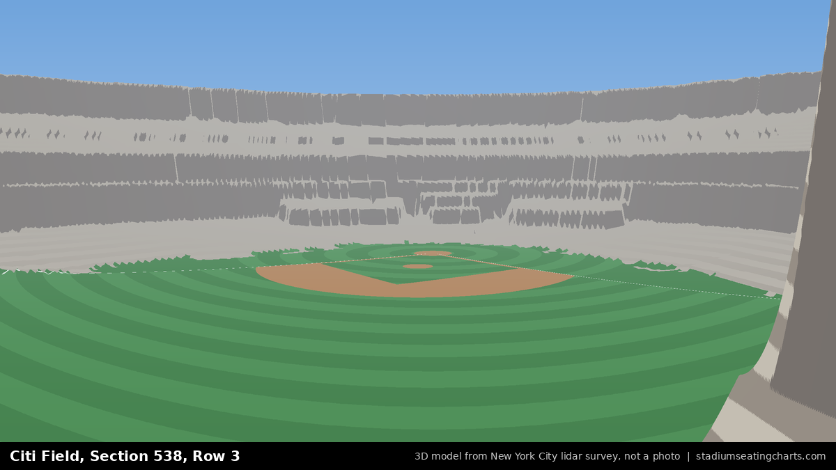 View from Citi Field Section 538, Row 3, looking toward the pitcher's mound