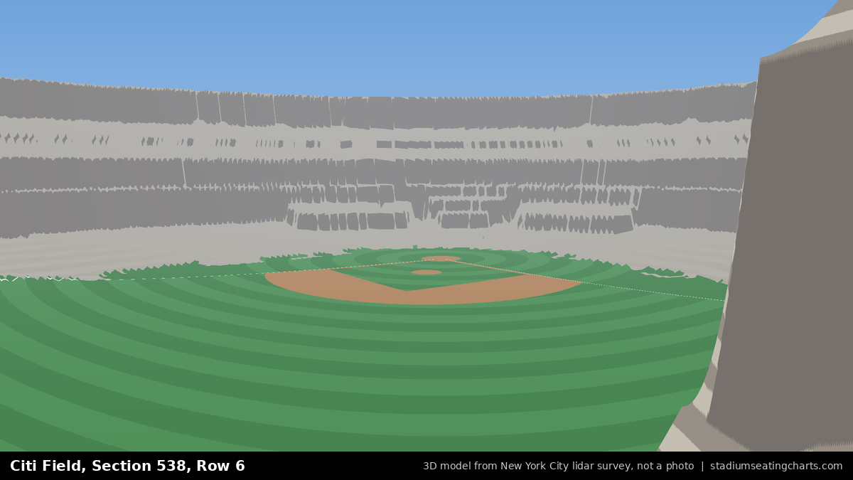View from Citi Field Section 538, Row 6, looking toward the pitcher's mound