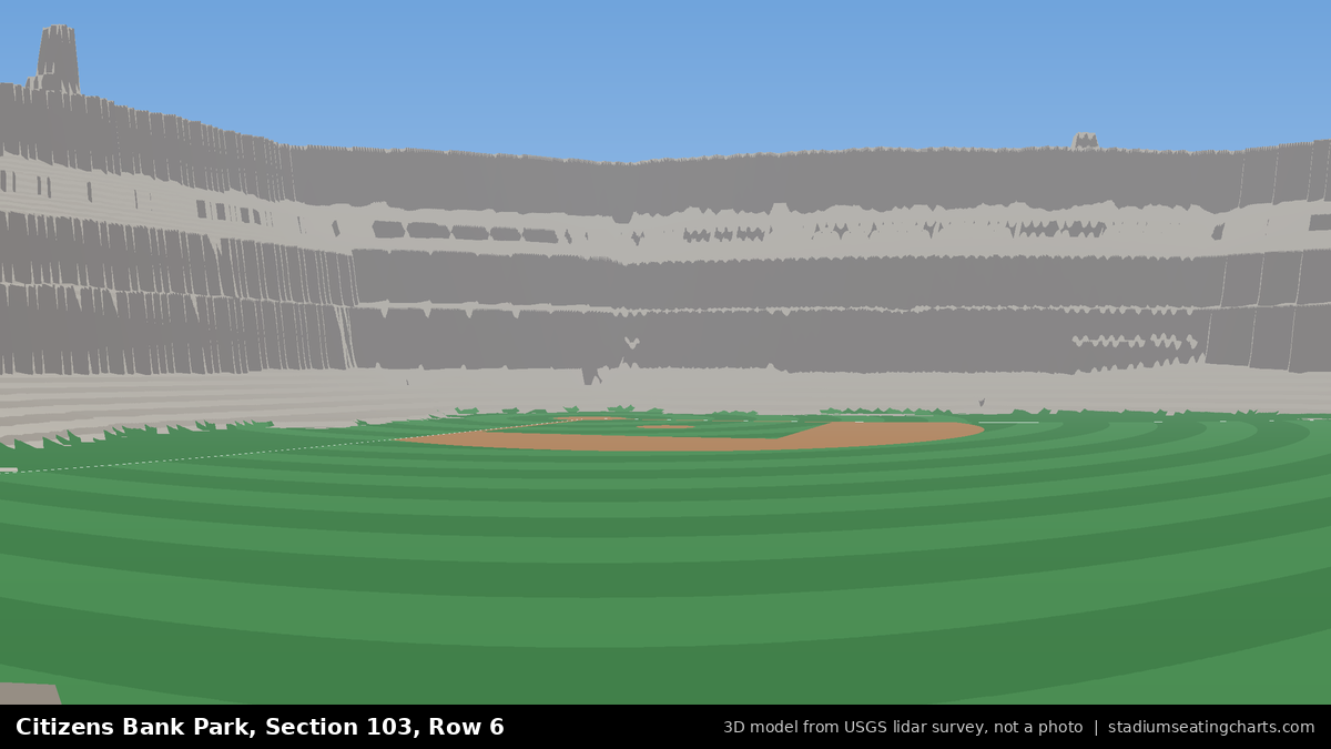 View from Citizens Bank Park Section 103, Row 6, looking toward the pitcher's mound