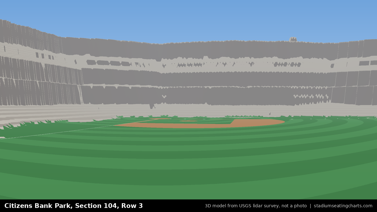 View from Citizens Bank Park Section 104, Row 3, looking toward the pitcher's mound