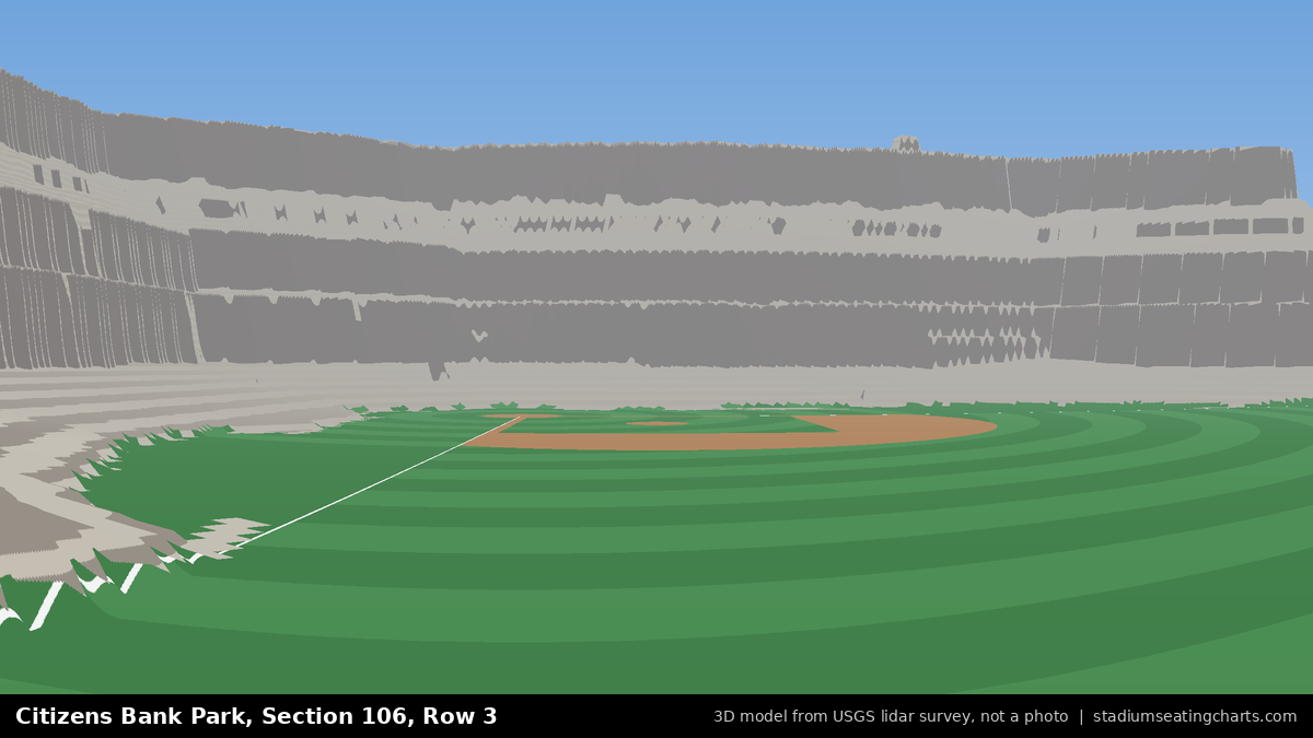 View from Citizens Bank Park Section 106, Row 3, looking toward the pitcher's mound