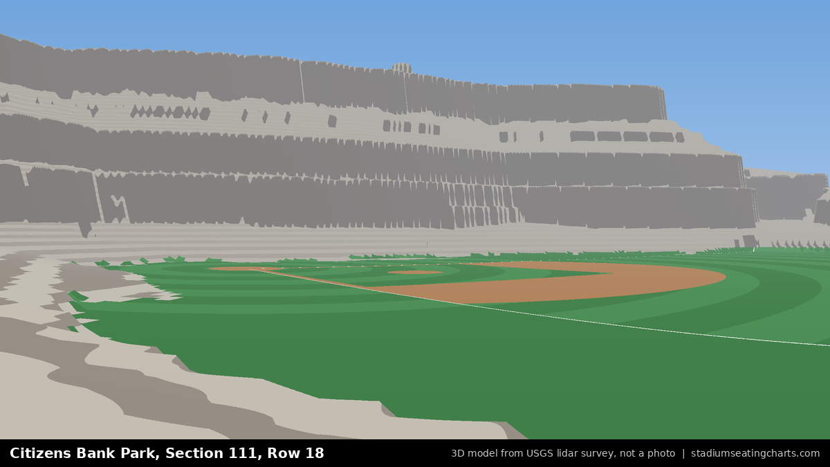 View from Citizens Bank Park Section 111, Row 18, looking toward the pitcher's mound