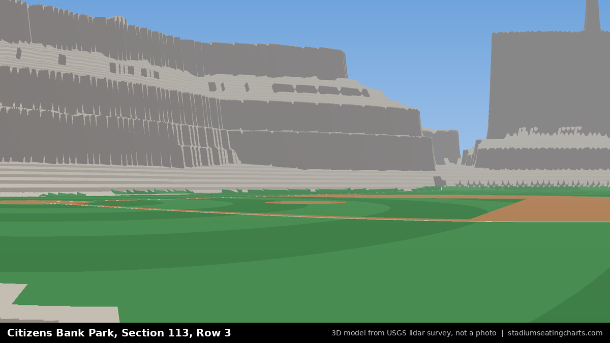 View from Citizens Bank Park Section 113, Row 3, looking toward the pitcher's mound