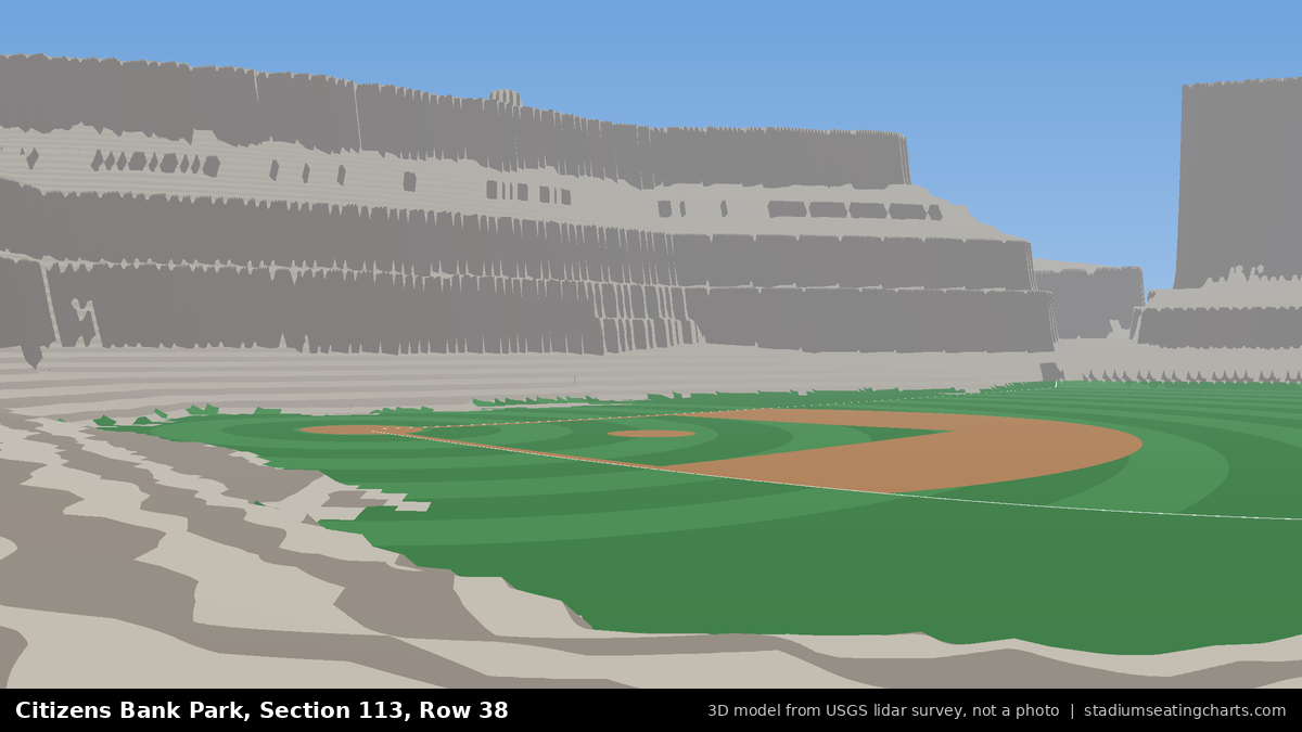 View from Citizens Bank Park Section 113, Row 38, looking toward the pitcher's mound